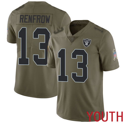 Oakland Raiders Limited Olive Youth Hunter Renfrow Jersey NFL Football #13 2017 Salute to Service Jersey->women nfl jersey->Women Jersey